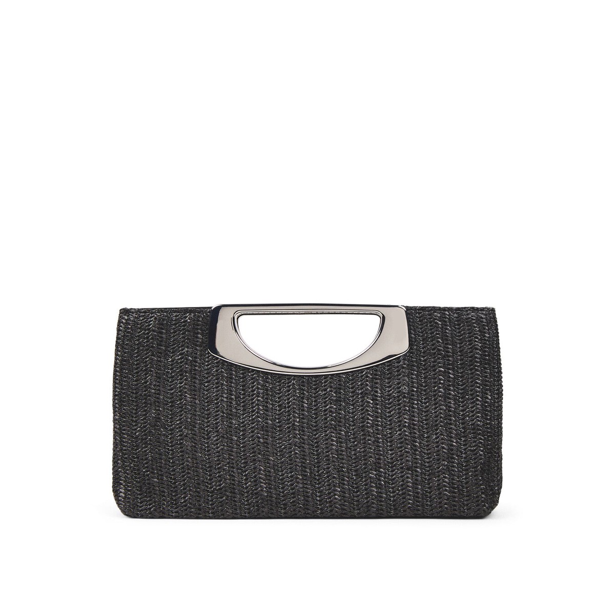 Square handle Raffia Clutch