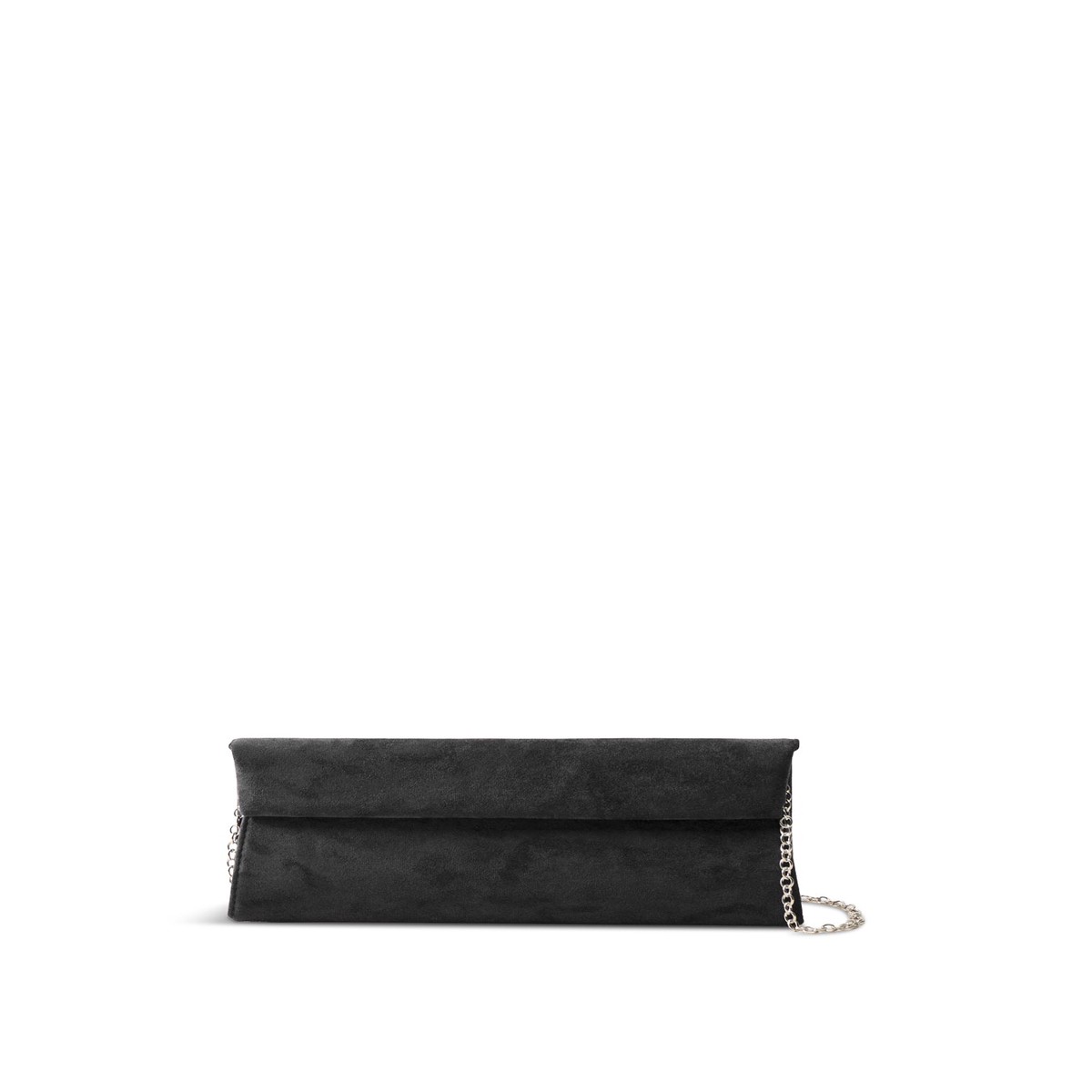 Suede Foldover Clutch Black