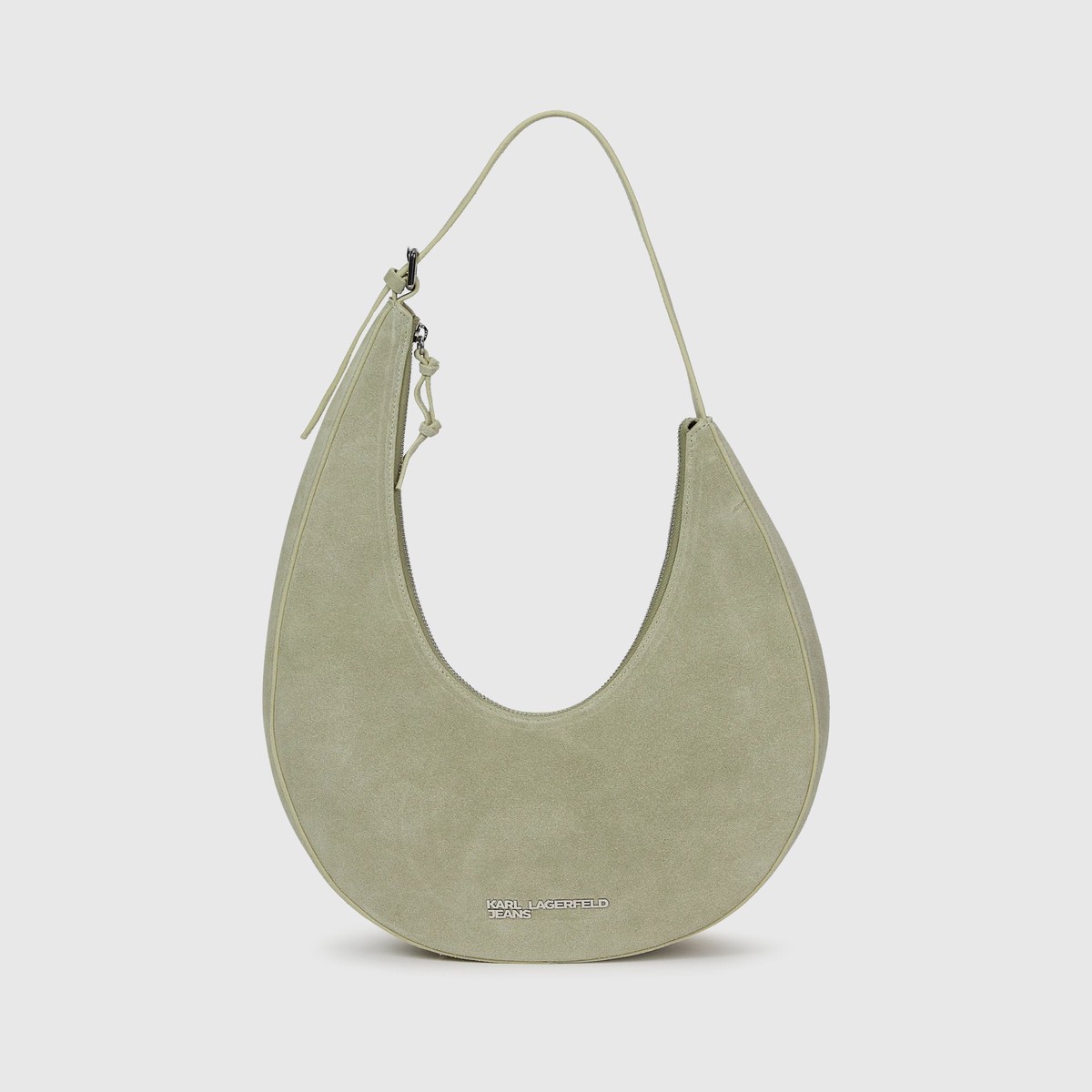 Rounded suede hobo bag