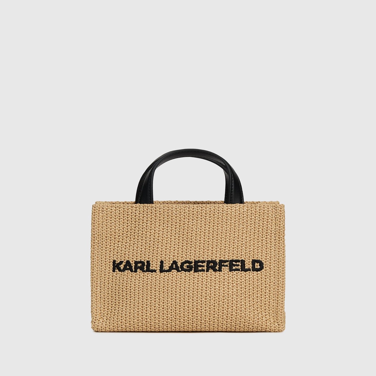 Logo small square woven beach bag