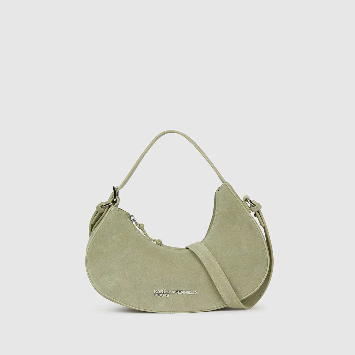 Rounded suede top handle bag