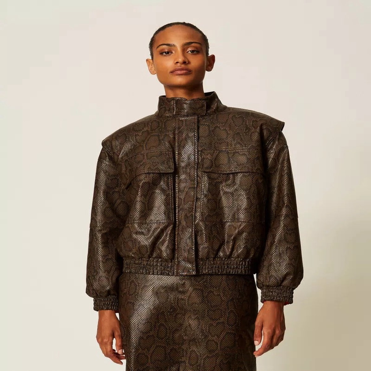 Bomber effetto pelle a stampa python Twinset