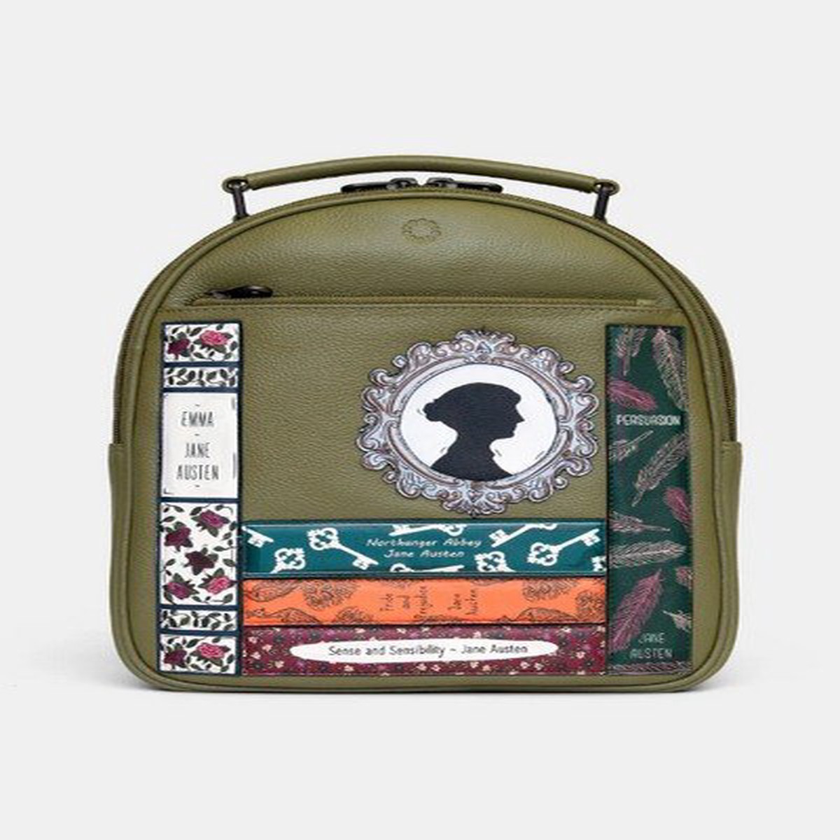 .Yoshi Jane Austen Bookworm Olive Leather Backpack