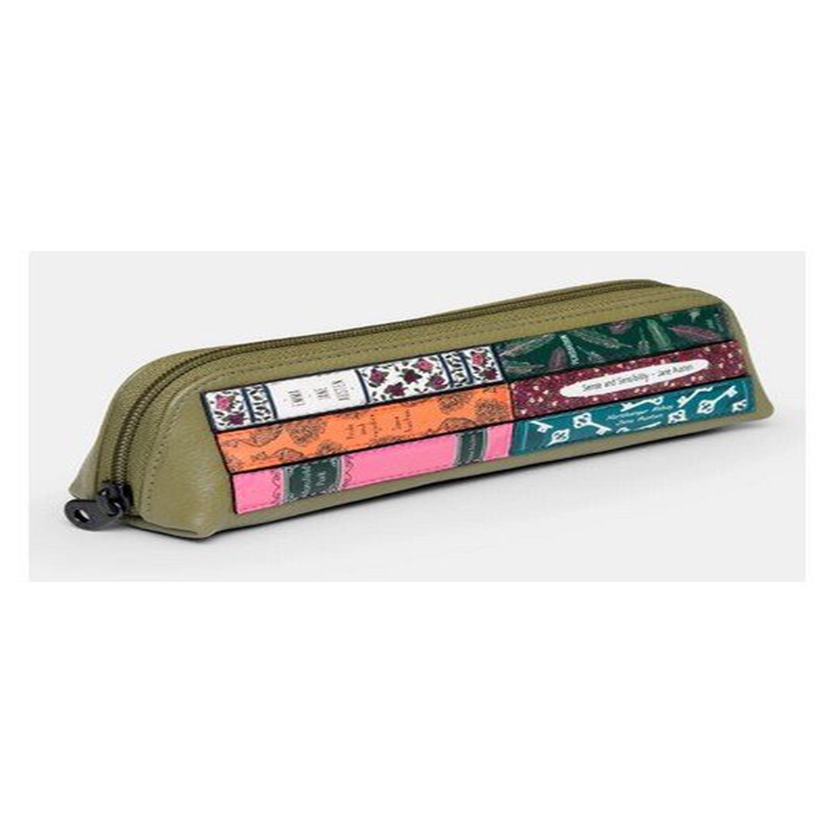 .Yoshi Leather Bookworm Library Zip Top Leather Pouch Pencil Case