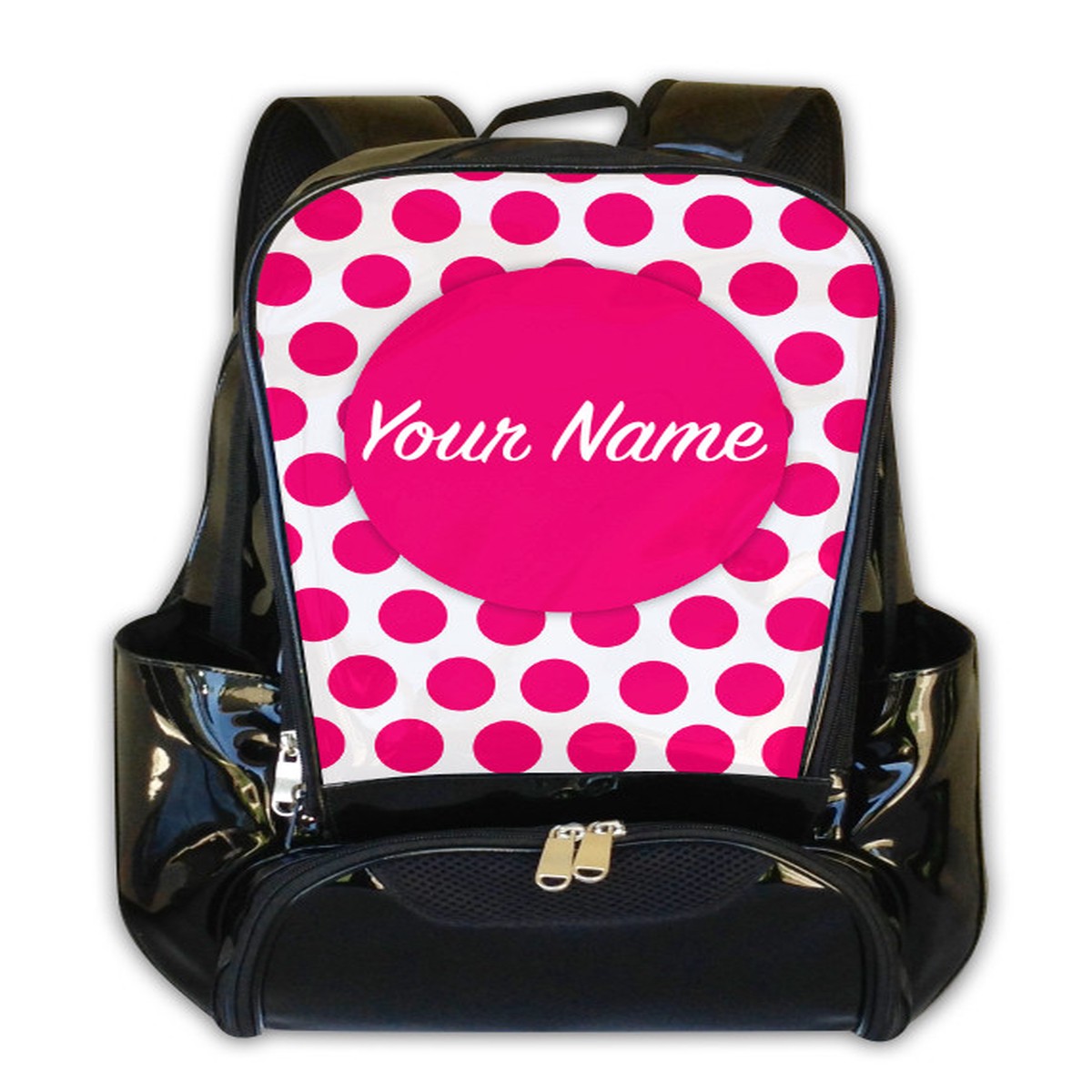 Fuchsia Polka Dots -Personalized Backpack