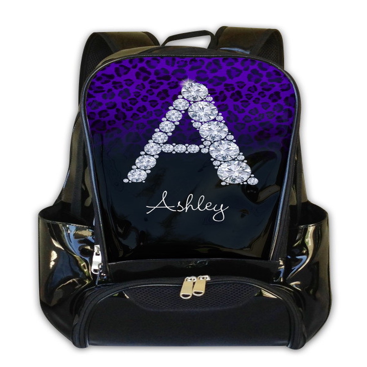 Purple Cheetah Diamond Personalized Backpack