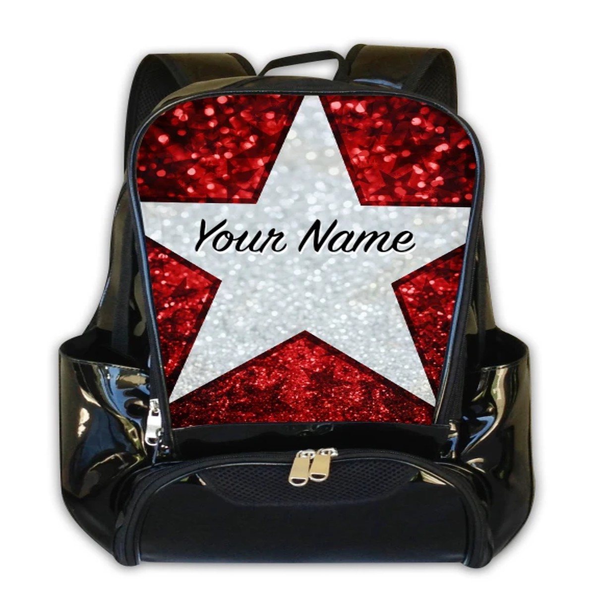 Red Glitter Stars Personalized Backpack
