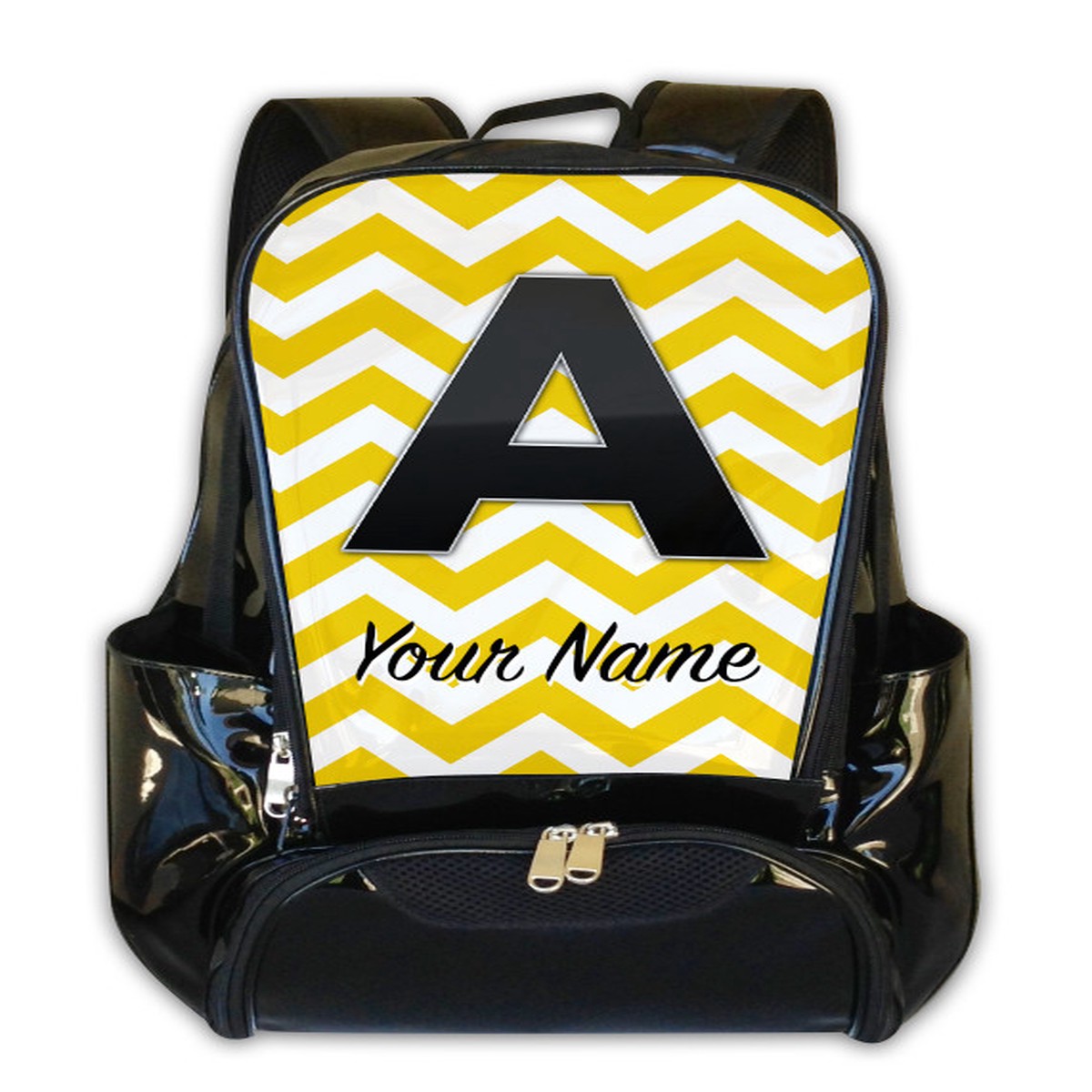 Yellow Chevron - Personalized Backpack