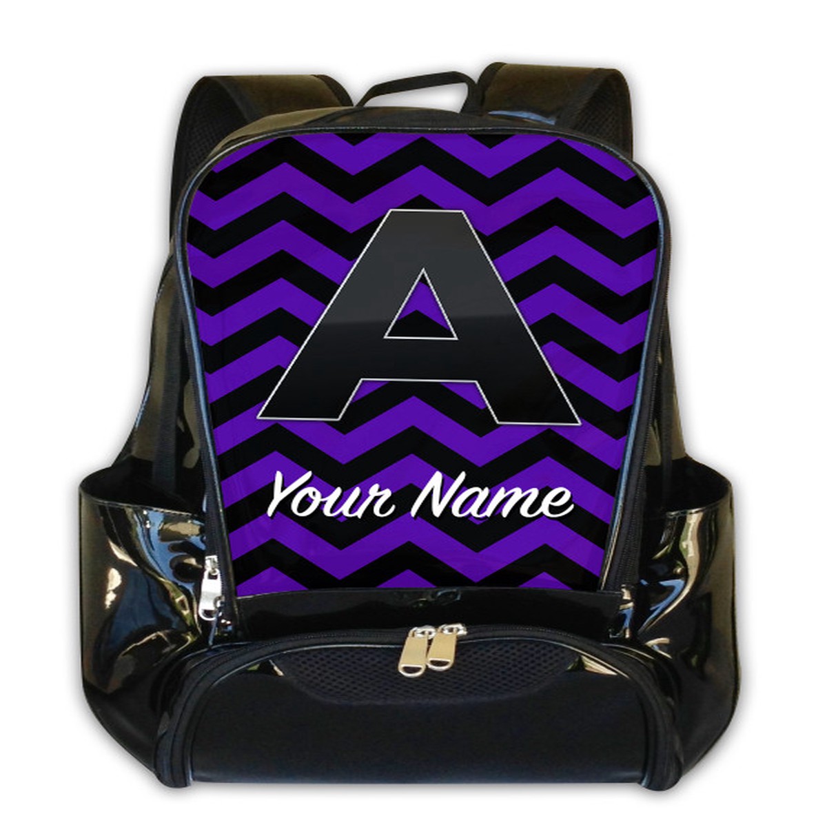 Purple Black Chevron - Personalized Backpack