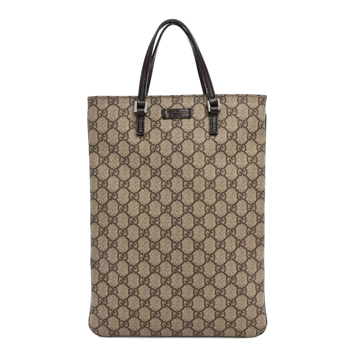 GG Plus Monogram Flat Vertical Tote Dark Brown