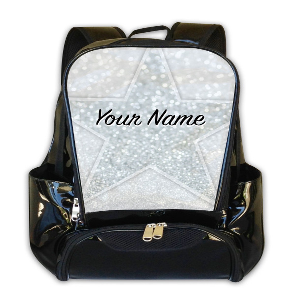White Glitter Stars Personalized Backpack